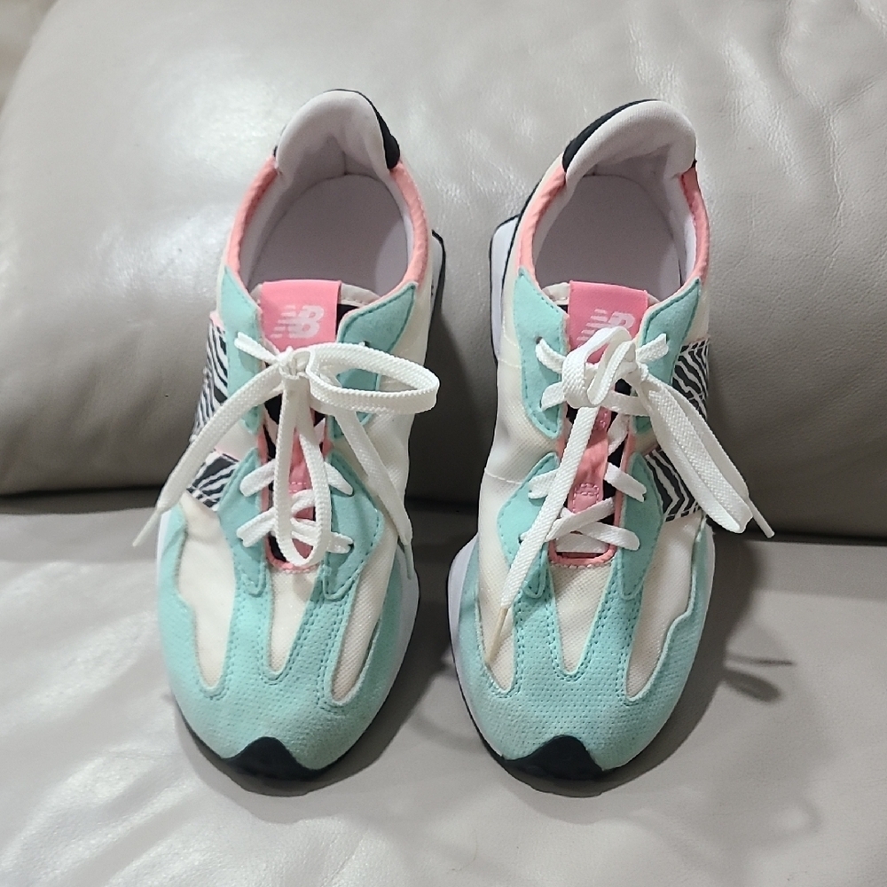 New Balance Aqua and Coral Sneakers